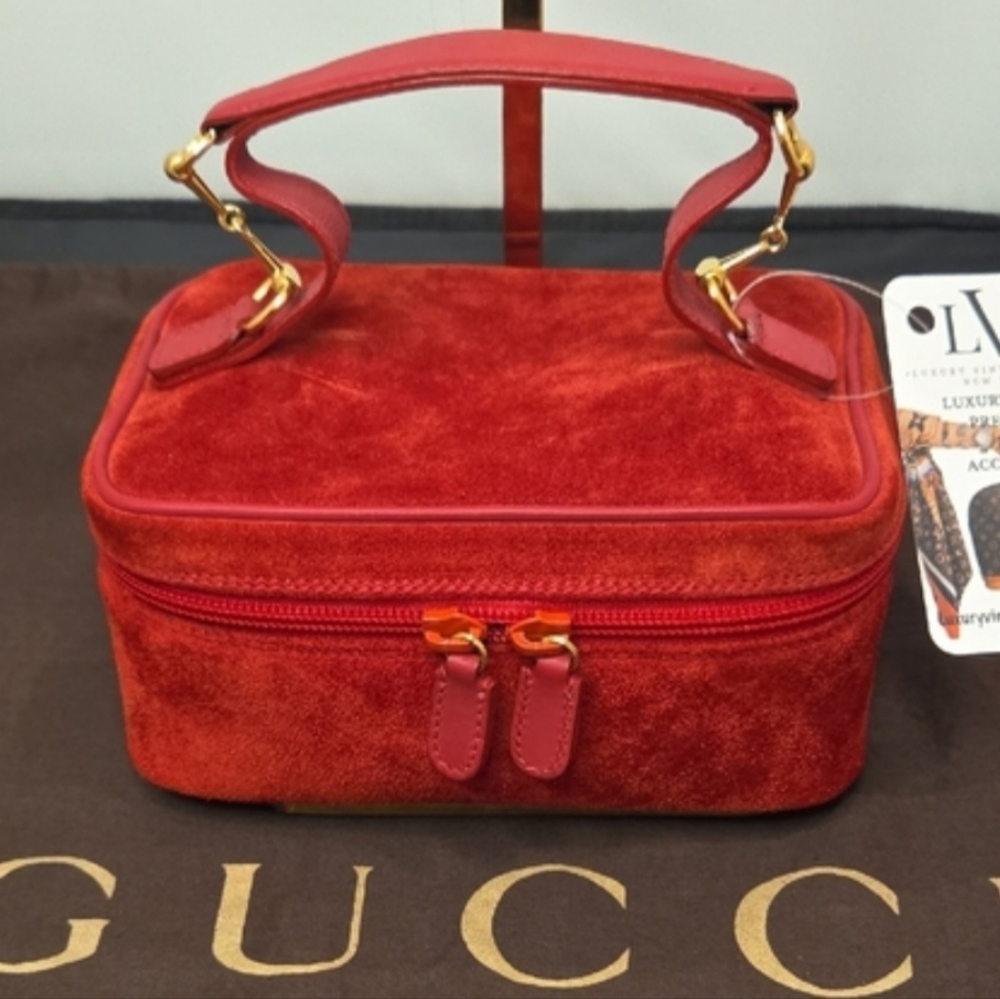 Gucci 1970’S Red Suede Vanity Bag Ultra Rare collectable, excellent cond